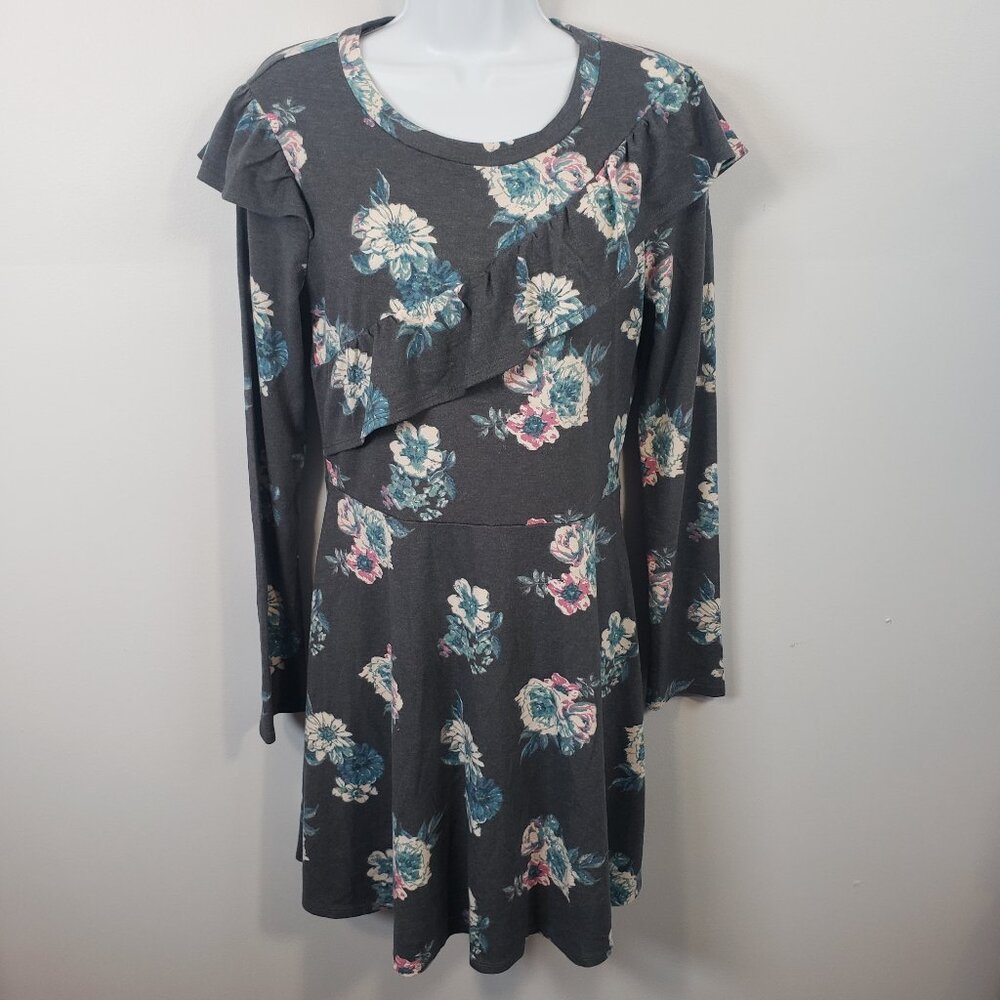 Charming Charlie Dress Size Medium M ~ Ruffle  Stretch Long Sleeve Soft / A263
